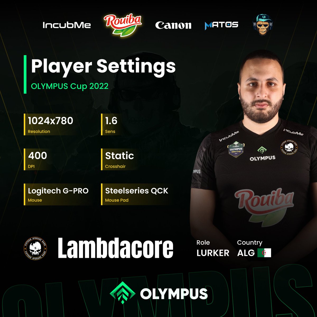 Ever wondered what our CSGO Algerian pro players gaming settings are ? 
Well today we're having <a href="/Zizou_T_/">Lambdacore_CS2 🇵🇸</a> from @15averagegaming ✨

#olympus_cup #csgo #pro