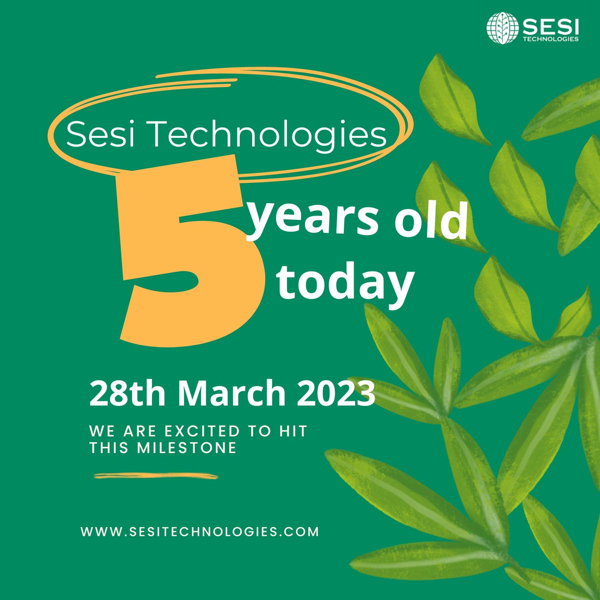 Sesi Technologies (@sesitechgh) on Twitter photo We are 5 today! And we couldn'the more excited.
We are grateful to all our stakeholders for being with us on this journey.
Happy Anniversary @sesitechnologies !!! We are 5 today! And we couldn'the more excited.
We are grateful to all our stakeholders for being with us on this journey.
Happy Anniversary @sesitechnologies !!!
