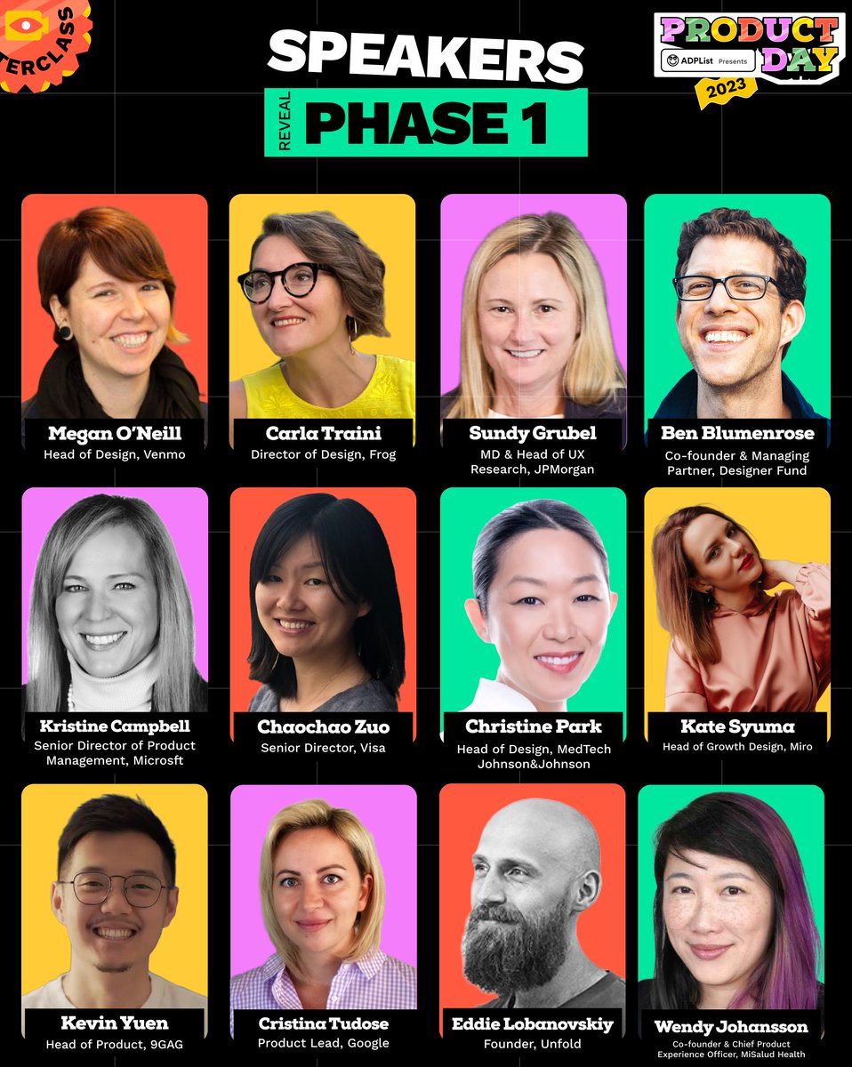 Announcing the first round of #ProductDay2023 speakers from design, product, tech, Web3 and more 🚀 get your tickets: bit.ly/3FpndGk see you in May!
