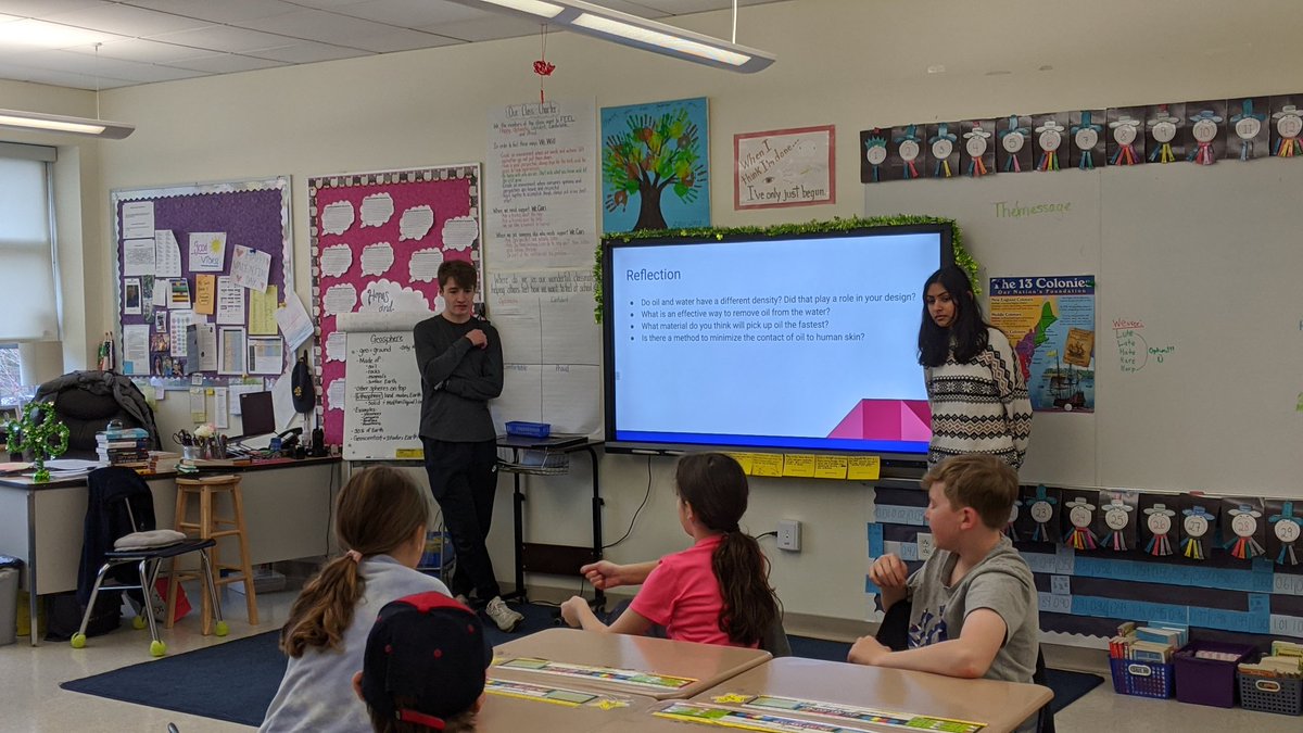 Darien_Science's tweet photo. Our @DarienHSCT Engineers wrap up the 5th Grade Oil Spill activity by leading student refections at Tokeneke School. https://t.co/0hCooVqo8Z