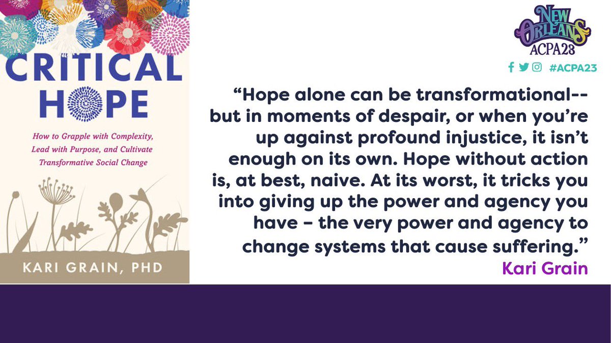 HOW though do we do this? I believe we must work to create trust, foster accountability and support, and keep a hopeful outlook on the future informed by the realities of the present. We find ourselves, again, in such a critical moment. (1/3) #ACPA23