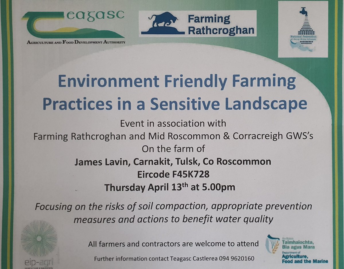 Farming Rathcroghan/Teagasc/National Federation of Group Water Schemes event in April. Booking now. richie@farmingrathcroghan.ie