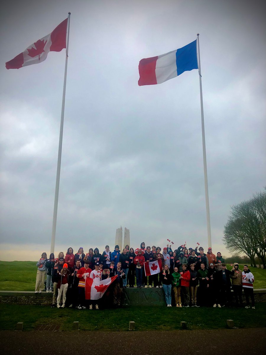 MrLargeRundle's tweet photo. Day 6 - Vimy Ridge. To wrap up “Canada Day” we paid our respects at Vimy. Places like this are so important to us as Canadians. Again, an honour to share this with our students #rockiesineurope https://t.co/gmtk5F08O3