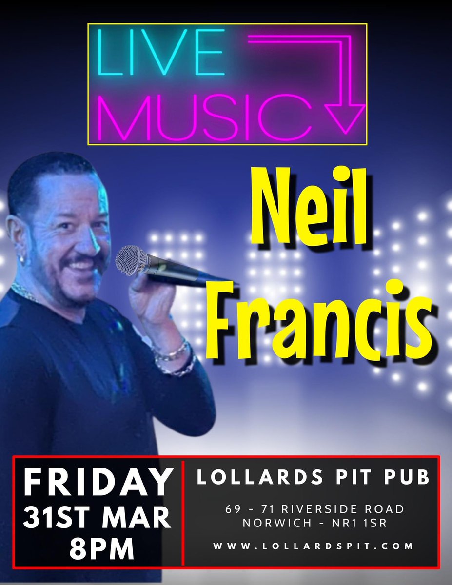 Performing this Friday 8pm
<a href="/NeilFrancisUK/">Neil Francis</a> 
Don’t forget your dancing shoes !