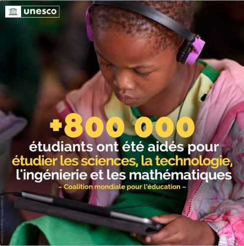 💫 3 ans après sa création, la Coalition mondiale pour l'éducation de <a href="/UNESCO/">UNESCO 🏛️ #Education #Sciences #Culture 🇺🇳</a> a fourni des ressources pédagogiques à plus de 800 000 #apprenants.

👉🏼Soutenir la #CoalitionMondiale pour l'#éducation, c'est contribuer à ce que l'#apprentissage des jeunes ne s'arrête jamais.
