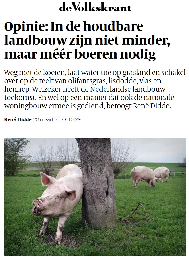 Stikstofproblemen, #droogte, #wateroverlast en energietransitie kunnen in samenhang worden aangepakt met boeren in de hoofdrol, betoog ik vandaag in De Volkskrant, ter gelegenheid van de vierde druk van Nederland Droogteland. nederlanddroogteland.nl/2023/03/28/voo…