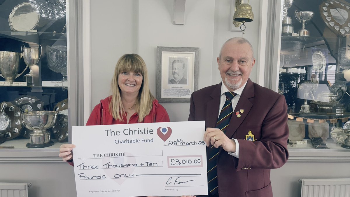 Great to see Heather from the <a href="/TheChristie/">The Christie Charity</a> today and hand over the cheque. Thank You to everyone who supported me through the past year. Adios, and passing the account to Mr Griffin. #charity <a href="/TBPGC/">BramallParkGolfClub</a>