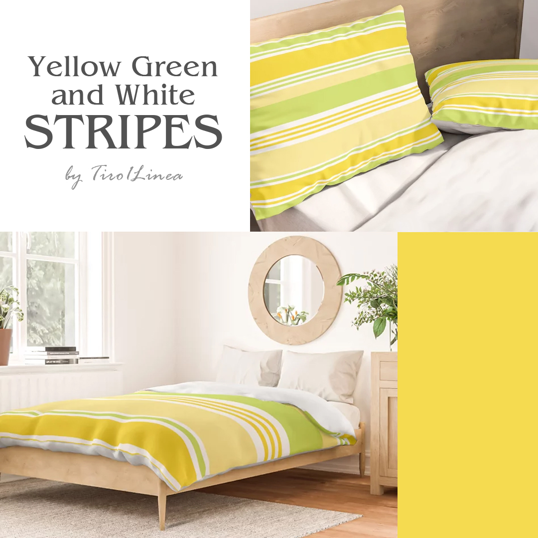 YELLOW GREEN AND WHITE STRIPES A touch of color and vitality for your bedroom. #society6 #society6home #bedding #pillows #stripeslover #neverenoughstripes #stripesonstripes #stripesforever #stripesforlife #springtime #patternlovers Link is here 👇 society6.com/art/yellow-gre…