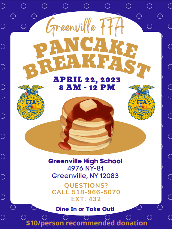 GreenvilleCSD's tweet photo. Support FFA at their pancake breakfast on April 22nd! https://t.co/oLZm5Vdck0