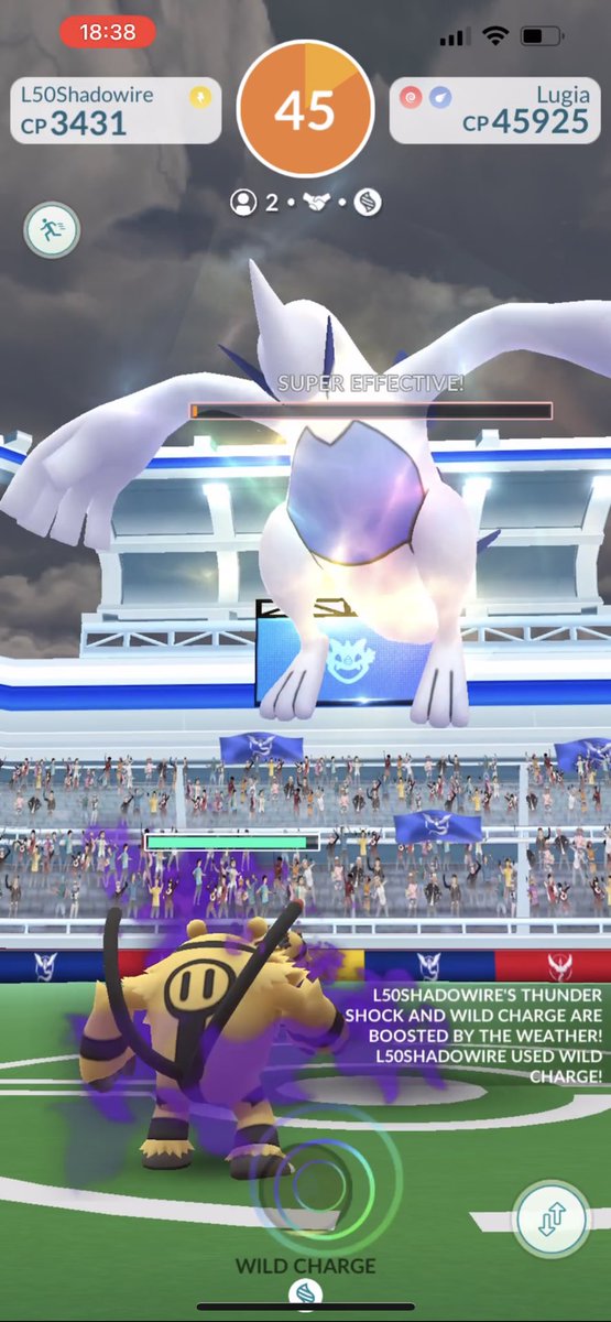 Duo Lugia in rain . 45sec left ⚡️💪😎