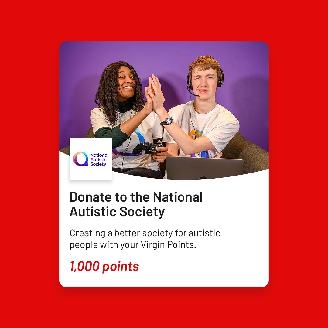 VirginRed's tweet photo. We’re proud to support @Autism during World #AutismAcceptanceWeek 2023 🌈
Show your support by donating 1,000 Virgin Points. https://t.co/3xld1G3WJo
#SpectrumColourChallenge #SpectrumColourWalks #WAAW23 https://t.co/kLvKtDxIbC