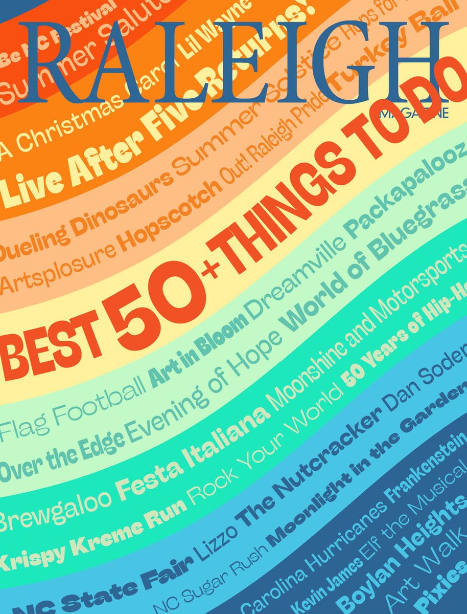 Raleighsmag's tweet photo. Our colorful fun-filled April issue is available online and on newsstands now. Consider it your guide to all the hottest events taking place in Raleigh for the next 365 days (!)—NTM a slew of more exclusive scoop. https://t.co/AT69DJKi1n