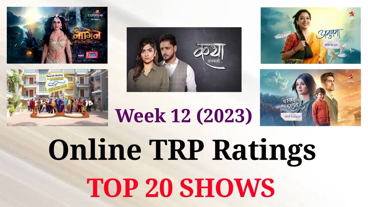 Online TRP Week 12 (2023) : TOP 20 Shows
#onlinetrp
youtu.be/1Bkp_Nu6VlU