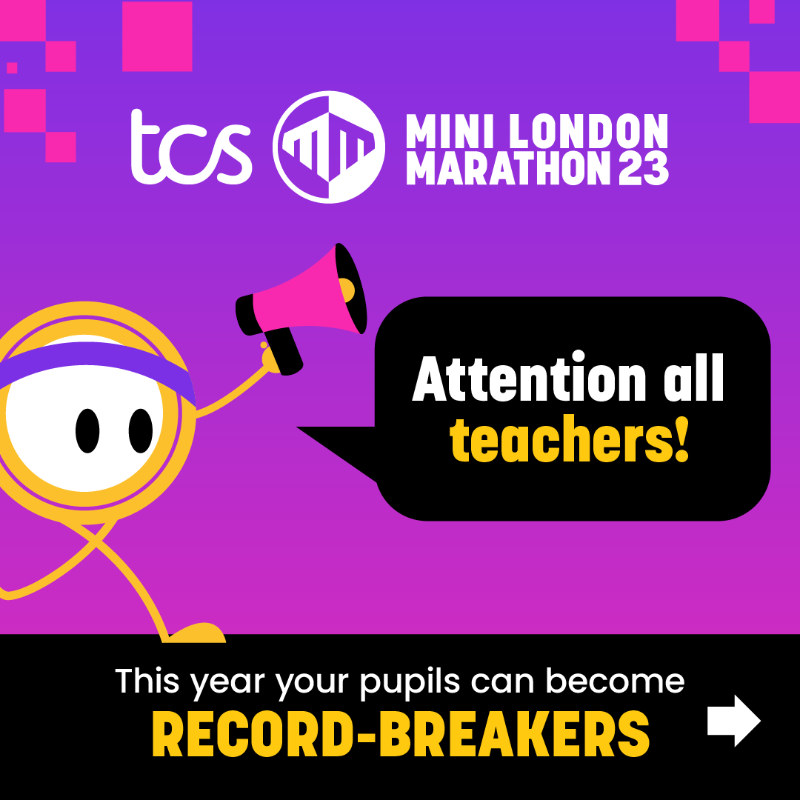 LondonMarathon's tweet photo. 𝘾𝘼𝙇𝙇𝙄𝙉𝙂 𝘼𝙇𝙇 𝙏𝙀𝘼𝘾𝙃𝙀𝙍𝙎 📚

Don't miss the chance to get your school involved in a new @GWR title attempt by taking on the 2023 TCS Mini London Marathon in schools! 

Click below for more info and to sign your pupils up 🔗

#MiniLondonMarathon #LondonMarathon