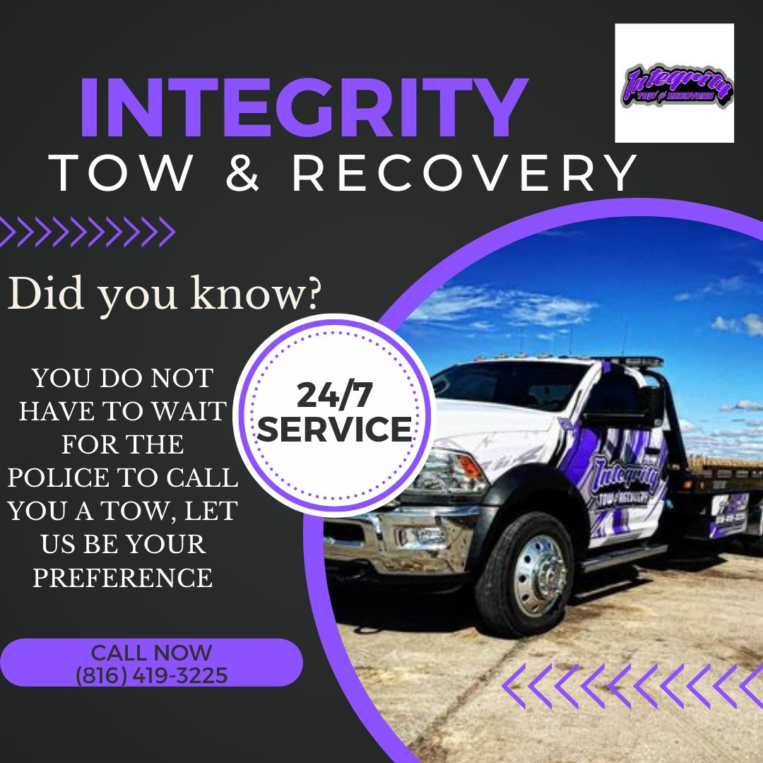 integrity_tow's tweet photo. Integrity, it's in the name! Call us today and we will have you moving again soon #IntegrityTowandRecovery https://t.co/ashZ3wwcQF