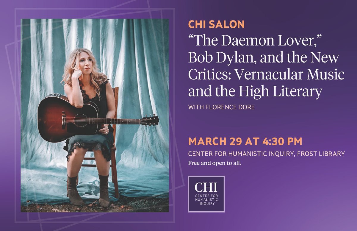 ACinquiry's tweet photo. During 3/29 CHI Salon @Florence_dore (UNC Chapel Hill) tracks the life of "The Daemon Lover" to reveal connection between oppositional cultural forms. What is considered high literature turns out to be enmeshed with vernacular music, a popular form widely available to all. https://t.co/75o2kSf6Sh