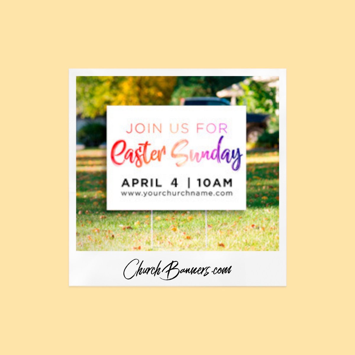 Church_Banners's tweet photo. Leverage free promotional space all around town with #Easter yard signs for your church members to put in their yards and businesses.

Your community will quickly realize how many neighbors are part of your church! https://t.co/WF5DBV6B78