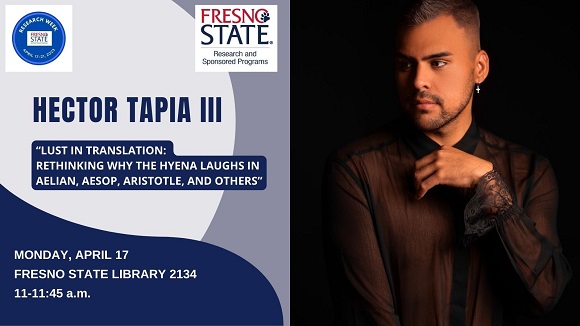 Research Week 2023 kicks off on April 17 with a presentation by Hector Tapia III! Info about the week, recent awards, and more in this month's newsletter conta.cc/3JYOMca #FresnoState #research