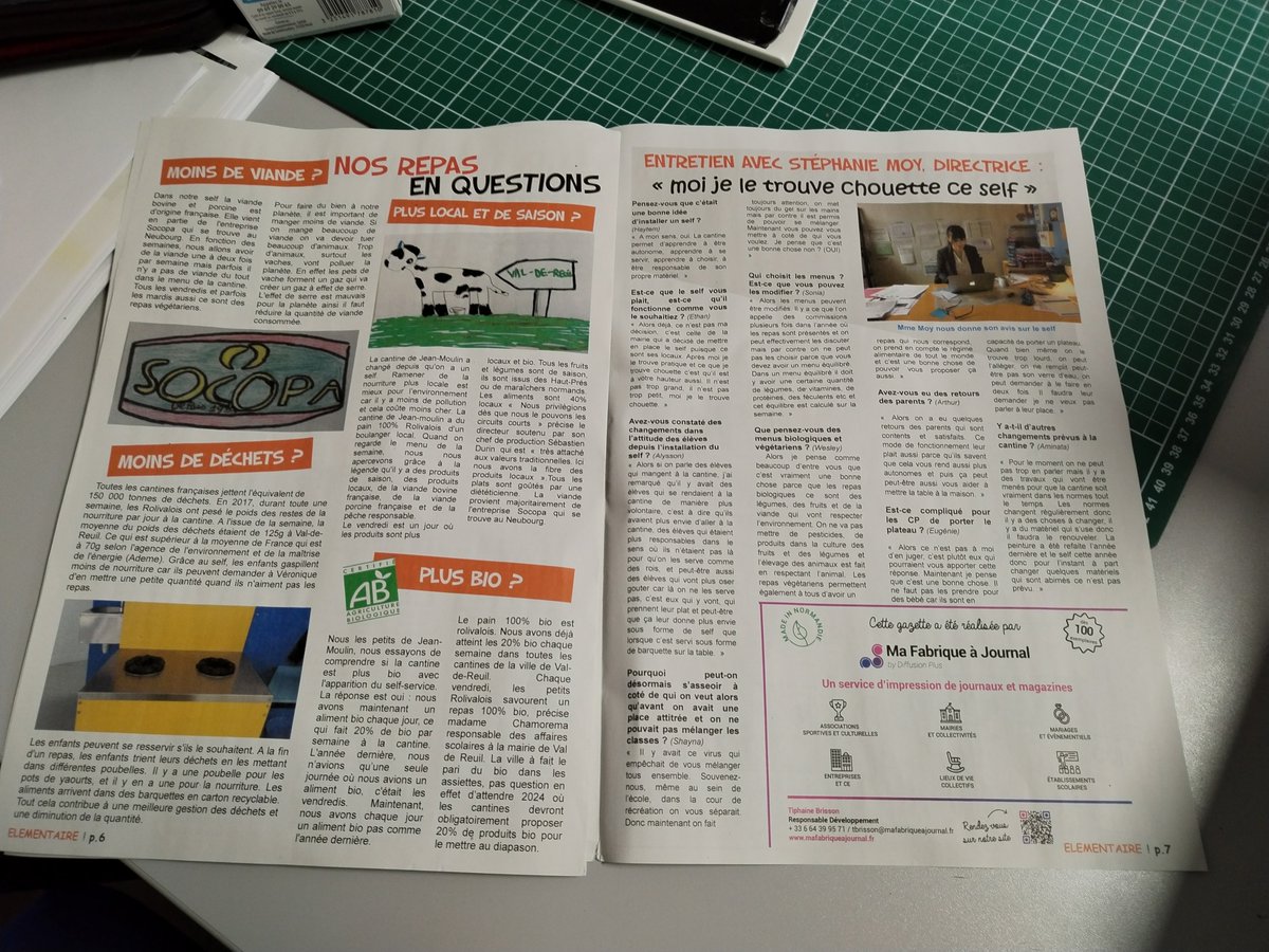ForumEMIvdr2023's tweet photo. Journal Elementaire ! de l'école J. Moulin @valdereuil_info réalisé avec T. Delacourt @pressecomndie  livré auj. format tabloïd impression couleur nickel papier journal offert merci @tiphonB  et https://t.co/8SoDxuIFvj  Bravo aux élèves et enseignantes @Apprenante27  @dsden27 https://t.co/5ISXf21UN8