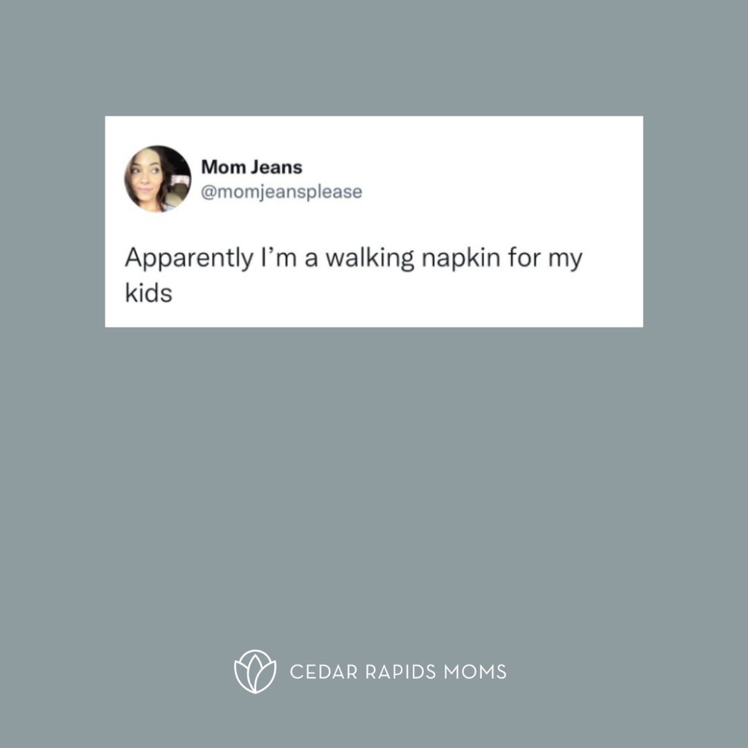 CedarRapidsMoms's tweet photo. Today’s outfit brought to you by syrup, strawberries, and spilled milk. 
.
.
.
#ootd  #momlife #momcommunity #mommalife #bloggermom #momblogger #honestmomconfessions #modernmom #parentlife #welcometoparenthood #modernmotherhood #mamalife #parenthood_unveiled #motherhoodsimplifi https://t.co/Y4tKypdeZZ