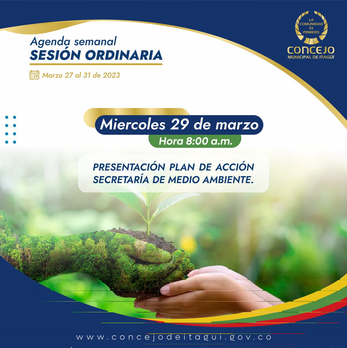 👉🏽 Mañana miércoles 29 de marzo, tendremos la presentación del plan de acción de la Secretaría de Medio Ambiente.

📍Los esperamos en nuestro live de
🎥 Facebook: facebook.com/ConcejoDeItagu…
🎥 YouTube: youtube.com/@ConcejoDeItag…