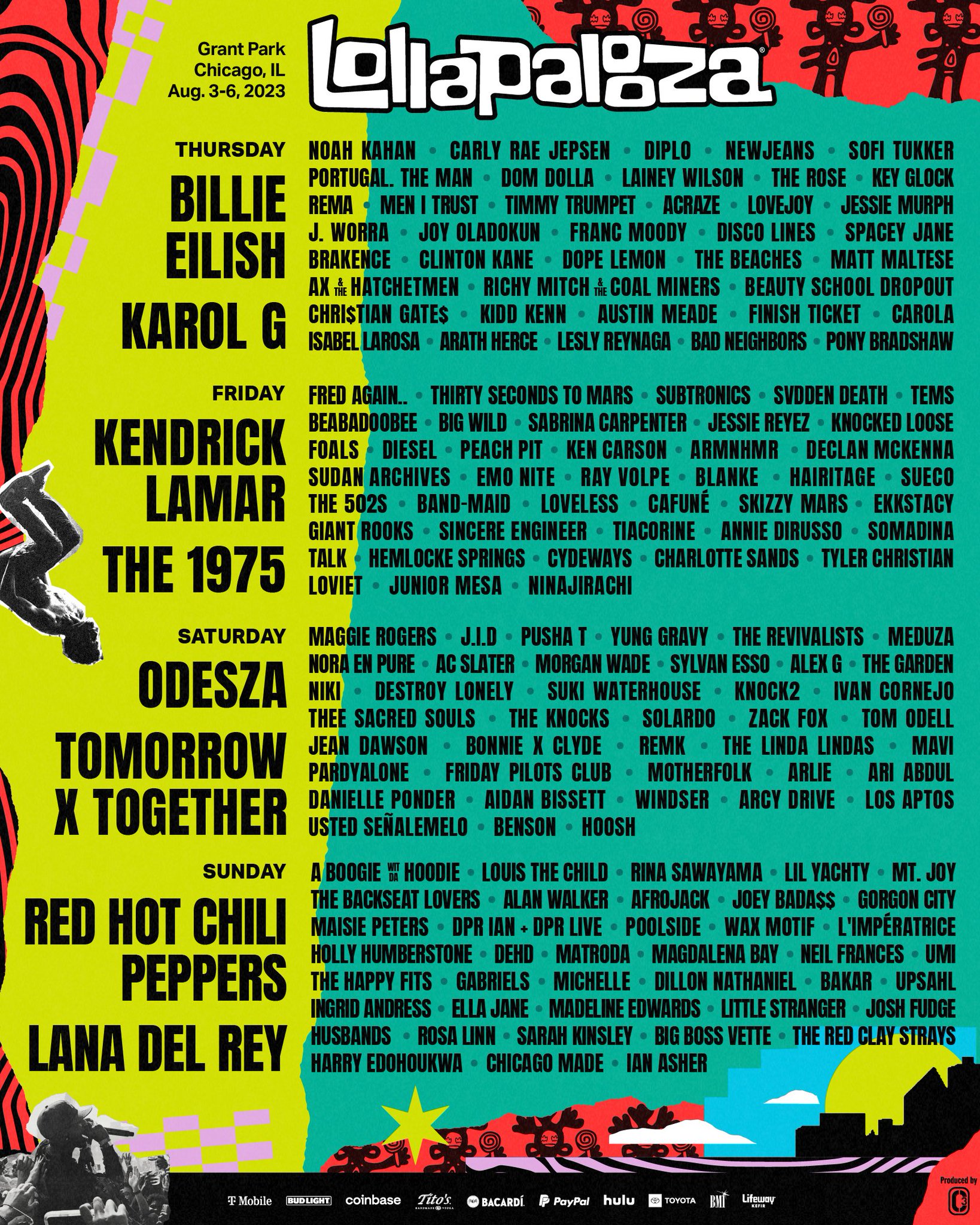 Lollapalooza on Twitter "Your Lineup By Day 🤘⁣ ⁣⁣ 1Day Tickets and 2
