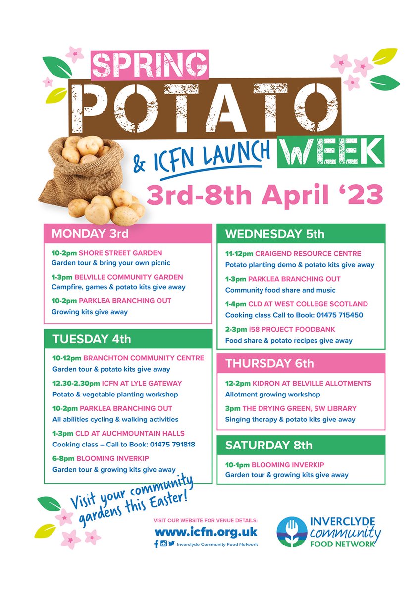 Big SHOUT OUT to Mark @coopuk Eldon Street, for donating compostable bags to assist with @ICFNetwork Launch - Spring Potato Week, #caringissharing.  Get some dates in your diary and 'Let's Grow Inverclyde Together'