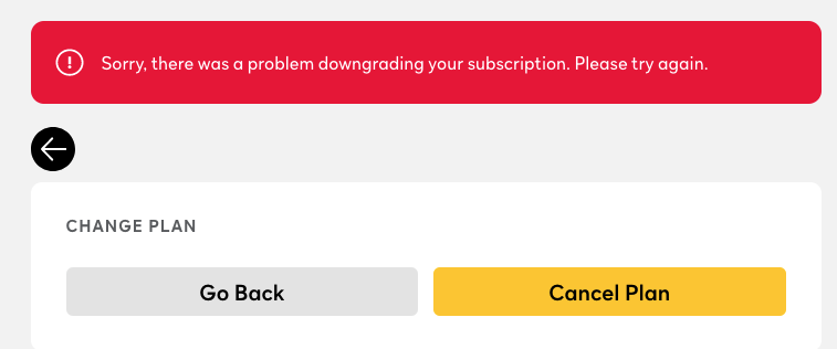 scortini's tweet photo. @peacock I need to cancel, and your website just errors. It would be nice if there was a customer service chat or number. https://t.co/R6yYq6fcST