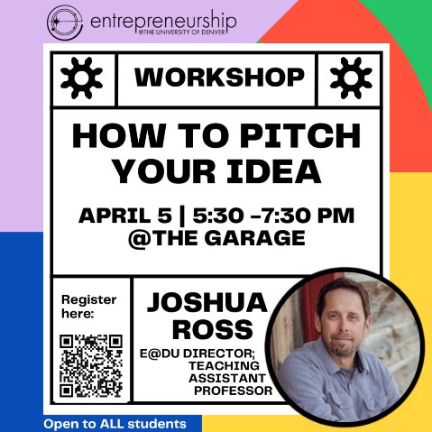 We are excited to welcome you back to campus and invite you to our first event of the spring quarter, "How to Pitch Your Idea." If you've ever struggled with translating your ideas into an effective pitch, this workshop is for you!