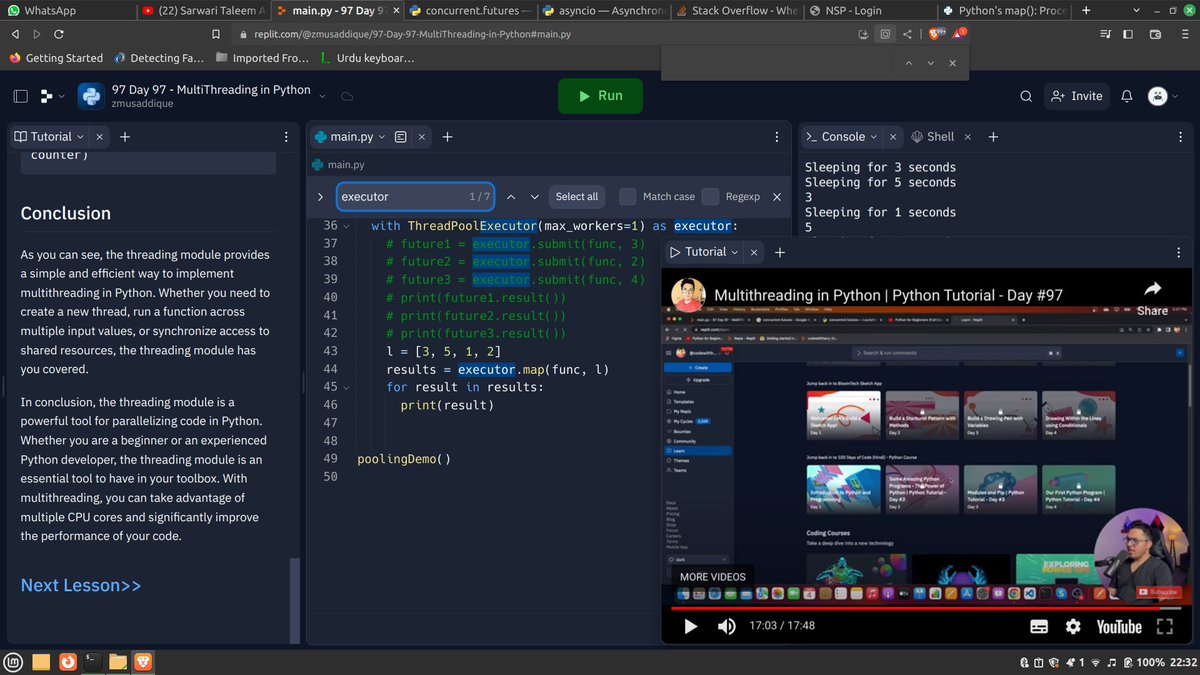 zmusaddique_'s tweet image. #97 of #100DaysOfCode with #Python
Saw #Multi_threading in Python.
This concept becomes super handy when parallelization of code is required.
@codewithharry