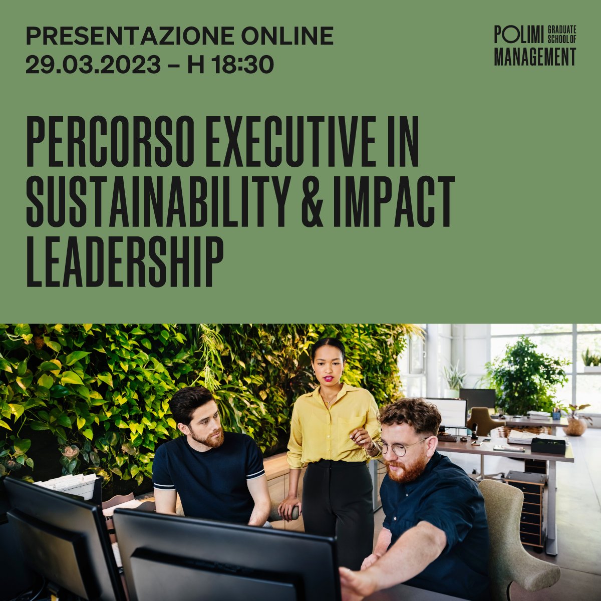 Tiresia_Polimi's tweet photo. Save the Date -->Domani 29/03 h 18.30 
Manca un giorno alla presentazione online del Percorso Executive in #Sustainability &amp; #Impact Leadership @POLIMI_GSoM che prenderà avvio a maggio 2023!

Non mancare! Registrati all'evento online 👉https://t.co/ODY70AgxQC https://t.co/jPSJykpltA