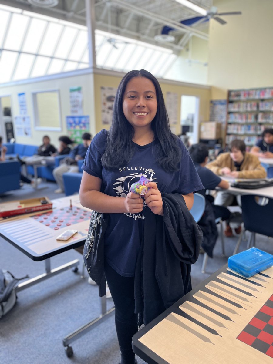 BellevilleHSLib's tweet photo. Today was Diana E. very lucky 🍀 day!!! She was the 8,000 BHS Media Center patron since 1/4/2022!!!  Way to go, Diana!! https://t.co/zapasVQ1P8