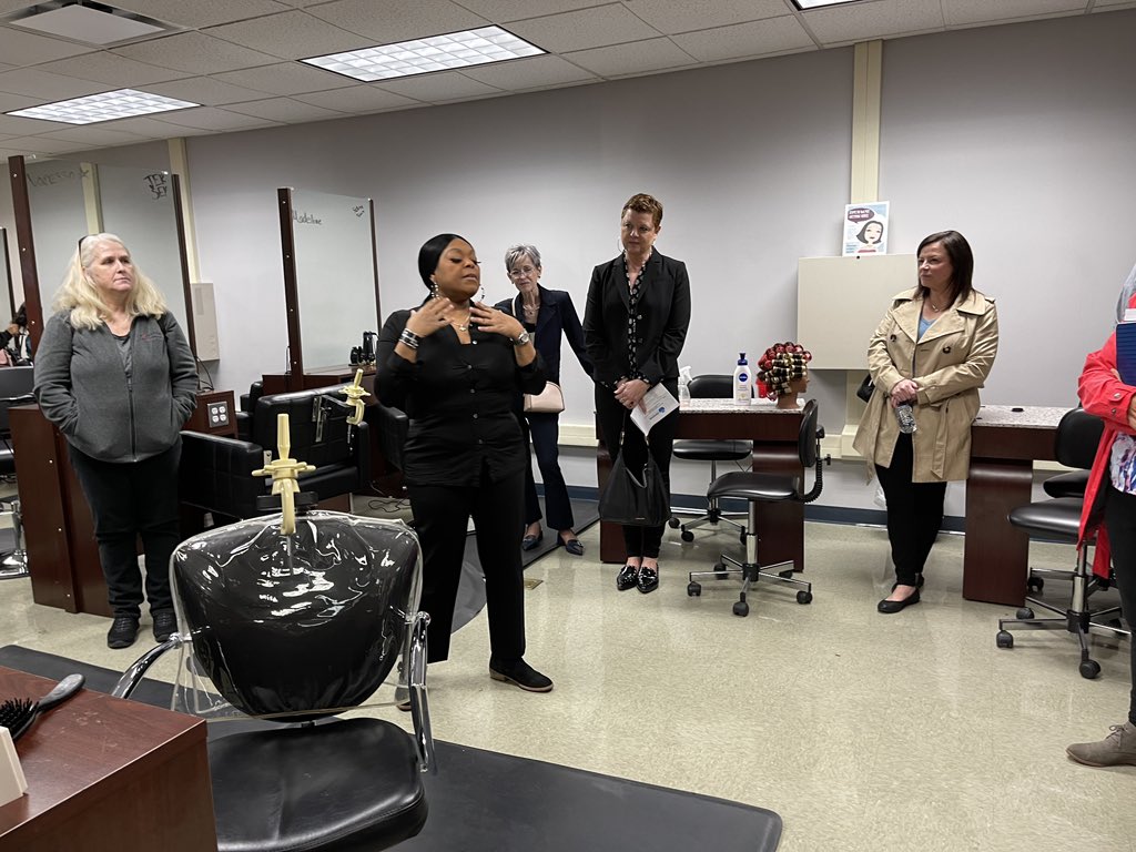 CCS_District's tweet photo. We welcomed the @CantonChmbr Education Committee today! They enjoyed lunch at our student-run restaurant, the All-City Grille, and toured the #CTE programs. https://t.co/xL5D46myLg