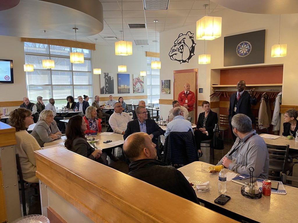 CCS_District's tweet photo. We welcomed the @CantonChmbr Education Committee today! They enjoyed lunch at our student-run restaurant, the All-City Grille, and toured the #CTE programs. https://t.co/xL5D46myLg