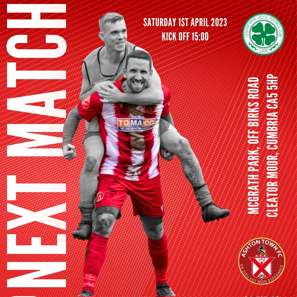 The lads look for their fourth win in a row this weekend, as we head to <a href="/CMCelticFC/">Cleator Moor Celtic</a>. The lads are going to need all the support they can away from home.

Come and support Town!

KICK OFF 15:00

#UpTheTown