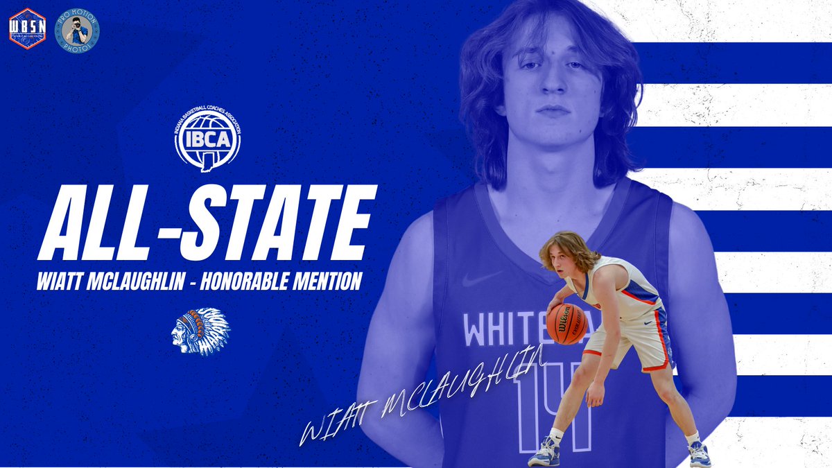 Congratulations to junior Wiatt McLaughlin who was named IBCA All-State Honorable Mention! McLaughlin led <a href="/WhitelandBBB/">Whiteland Basketball</a> with 16.2 ppg, 2.4 apg, and was second on the squad with 4.2 rpg.