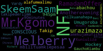 Trending in my timeline now:  #NFT (2)  #Melberry (1)  #MrKgomo (1)  #SkeemSaam (1)  #RamadanOffer (1)  #urazimaza (1)  #Anotherevening (1)  #CONSCIOUS (1)