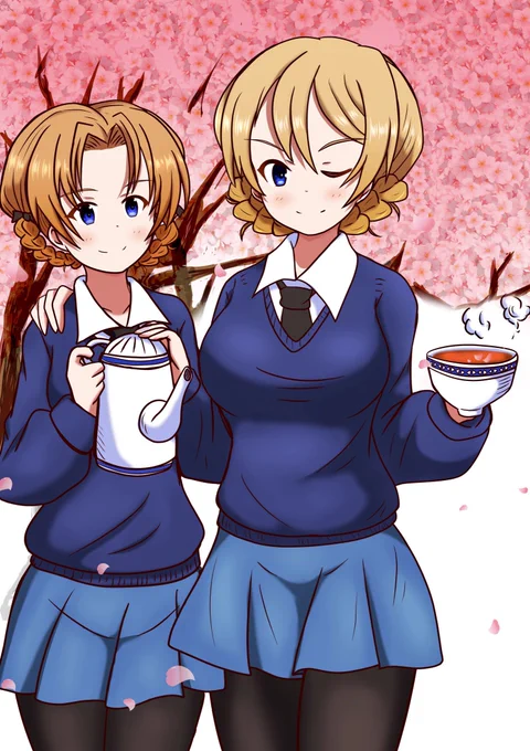 以前描いた、ダー様を桜仕様に。大洗に紅茶専門のお店が出来てなお、まったりできますね 