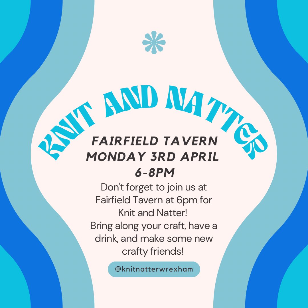 abbafan2018's tweet photo. .@wrexham my knit and natter group have our second meeting next monday 6-8pm at fairfield tavern in town. All welcome!! https://t.co/v48JnOl8nv