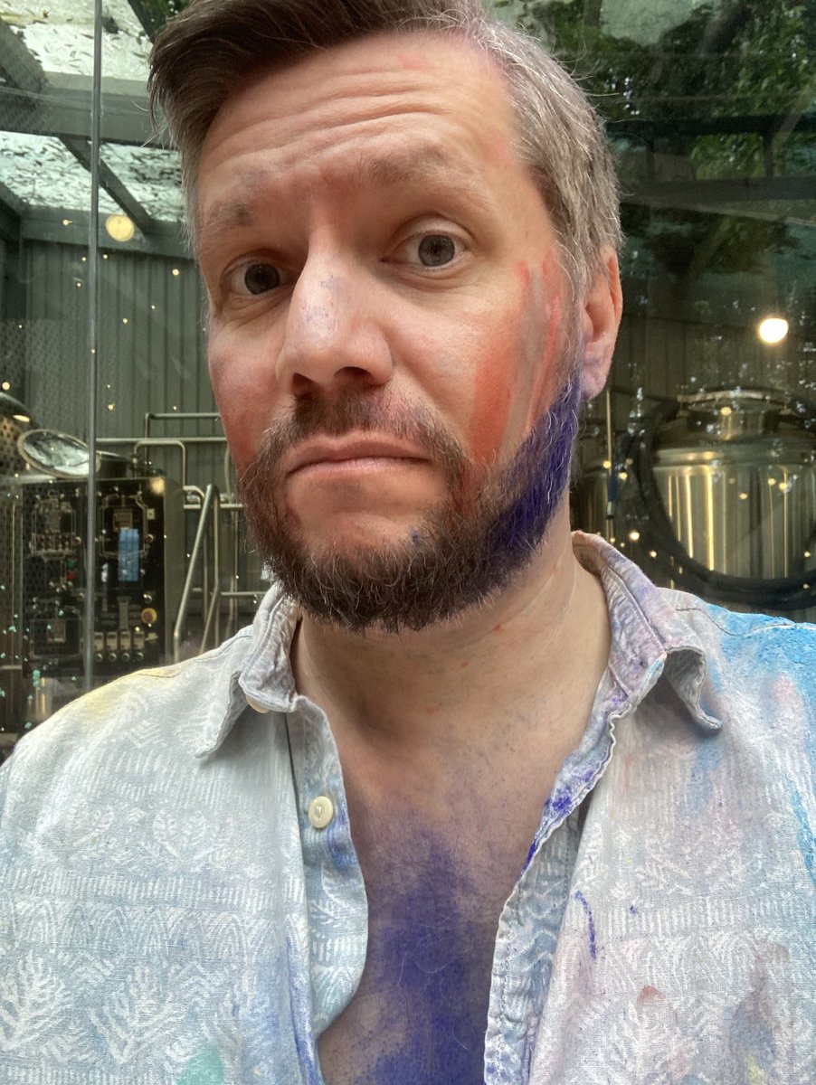 RayVersionTwo's tweet photo. 40 today, bloody hell. Still, I’m alright with strangers throwing weird paint stuff at me while I chug down free flow cider for 3 hours. May the games continue! 🥳 https://t.co/YZoZQV9uZu