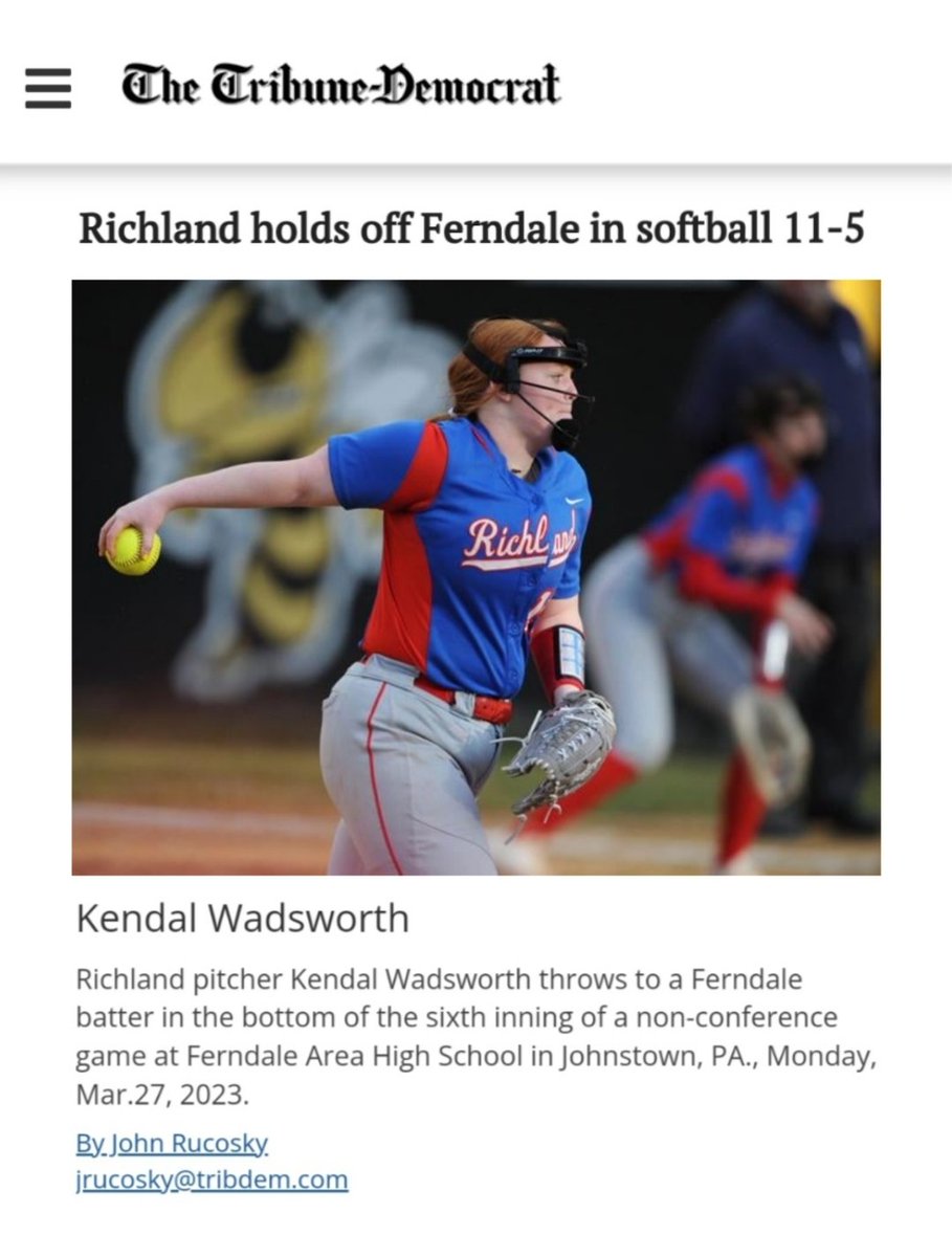 pghtigers05's tweet photo. Kendal Wadsworth 2023 (Edinboro Signee) gets the  W in the circle with her Richland squad in their season opener!
💪🥎🐯
@kwadsworth012  
@borosoftball1  @pghtigers https://t.co/HRuA77kvLU