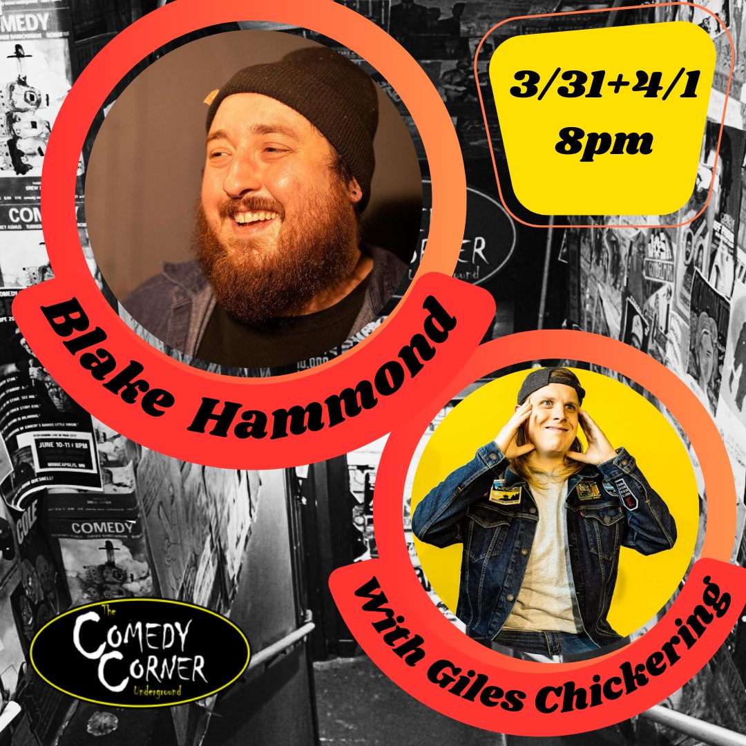 The Comedy Corner Underground (@theccu) on Twitter photo ๐ฅ๐ฅ๐ฅ This weekend's gonna be a banger! Our hilarious buddy <a href="/BigRadMachine/">Blake Hammond</a> returns and he's bringing <a href="/ZorseIndustries/">Zorse Industries</a>!!! Come party with us! ๐ฅ๐ฅ๐ฅ ๐ฅ๐ฅ๐ฅ This weekend's gonna be a banger! Our hilarious buddy <a href="/BigRadMachine/">Blake Hammond</a> returns and he's bringing <a href="/ZorseIndustries/">Zorse Industries</a>!!! Come party with us! ๐ฅ๐ฅ๐ฅ