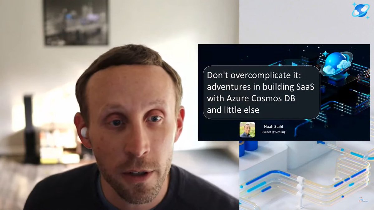 #AzureCosmosDBConf 2023: Noah Stahl is live now and talking about Don't overcomplicate it: adventures in building #SaaS with Azure Cosmos DB and little else. 

Live streaming at c-sharpcorner.com/live/

#AzureCosmosDB #CosmosDB #Azure