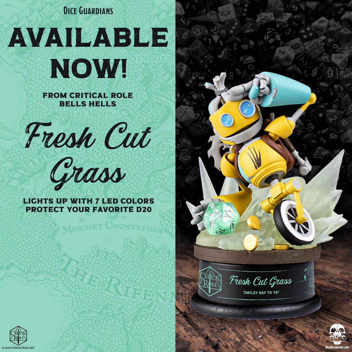DiceGuardian's tweet photo. ✨Smiley day to ya!✨

#CriticalRole's #freshcutgrass Dice Guardian is ready to roll right into your heart! Order your very own optimistic Aeormaton from the #diceguardians store today! 

https://t.co/WvWhRlEMeH https://t.co/IZiRMA0Org