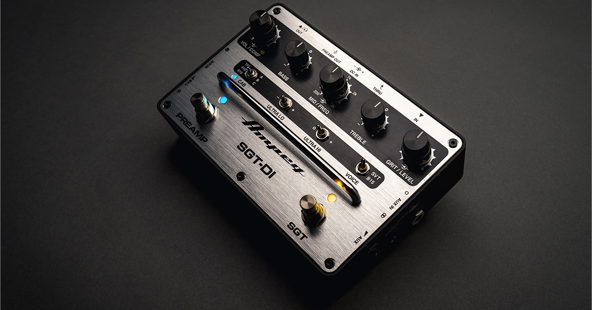 Ampeg's tweet photo. The new #Ampeg SGT-DI preamp is an entire bass rig in a single stompbox. Whether steeped in tradition, pioneering future sounds, or somewhere in between—the analog and digital hybrid SGT-DI gives bassists what they need to craft their ideal tones. https://t.co/2lEOHcqy5T https://t.co/IIzmvVkH51
