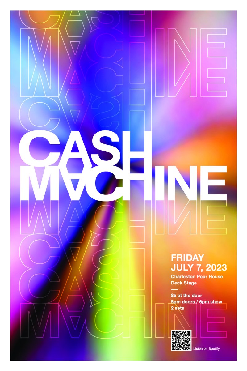 CHSPourHouse's tweet photo. ♫ ANNOUNCING :: Cash Machine | FRI, 7.7.23 | Deck Stage | 5pm Doors/6pm Show #ChsMusic #LoveLiveMusic #CharlestonSC

$5 at the door! https://t.co/AHnzzKUmEu