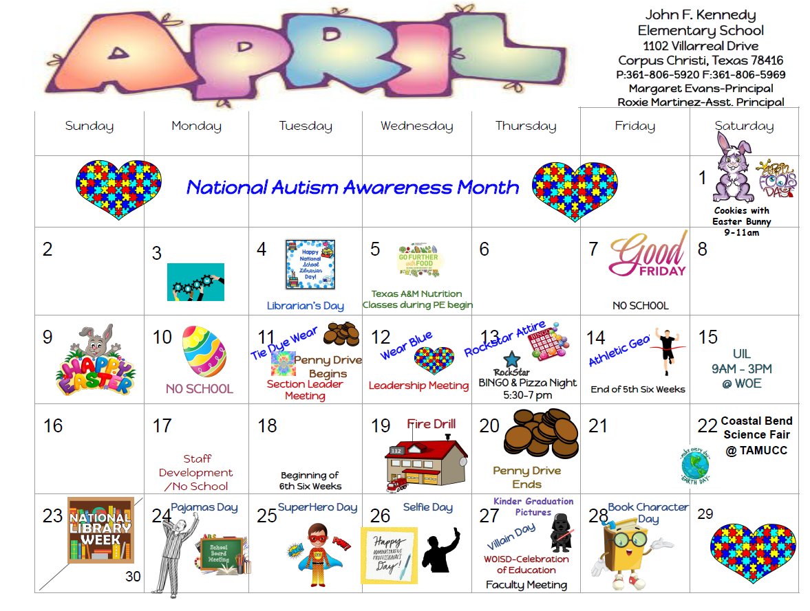 WestOsoISD's tweet photo. Here are April campus calendars🍎🗓️

*Please note, events and details are subject to change* https://t.co/T8aoGU5Wwg