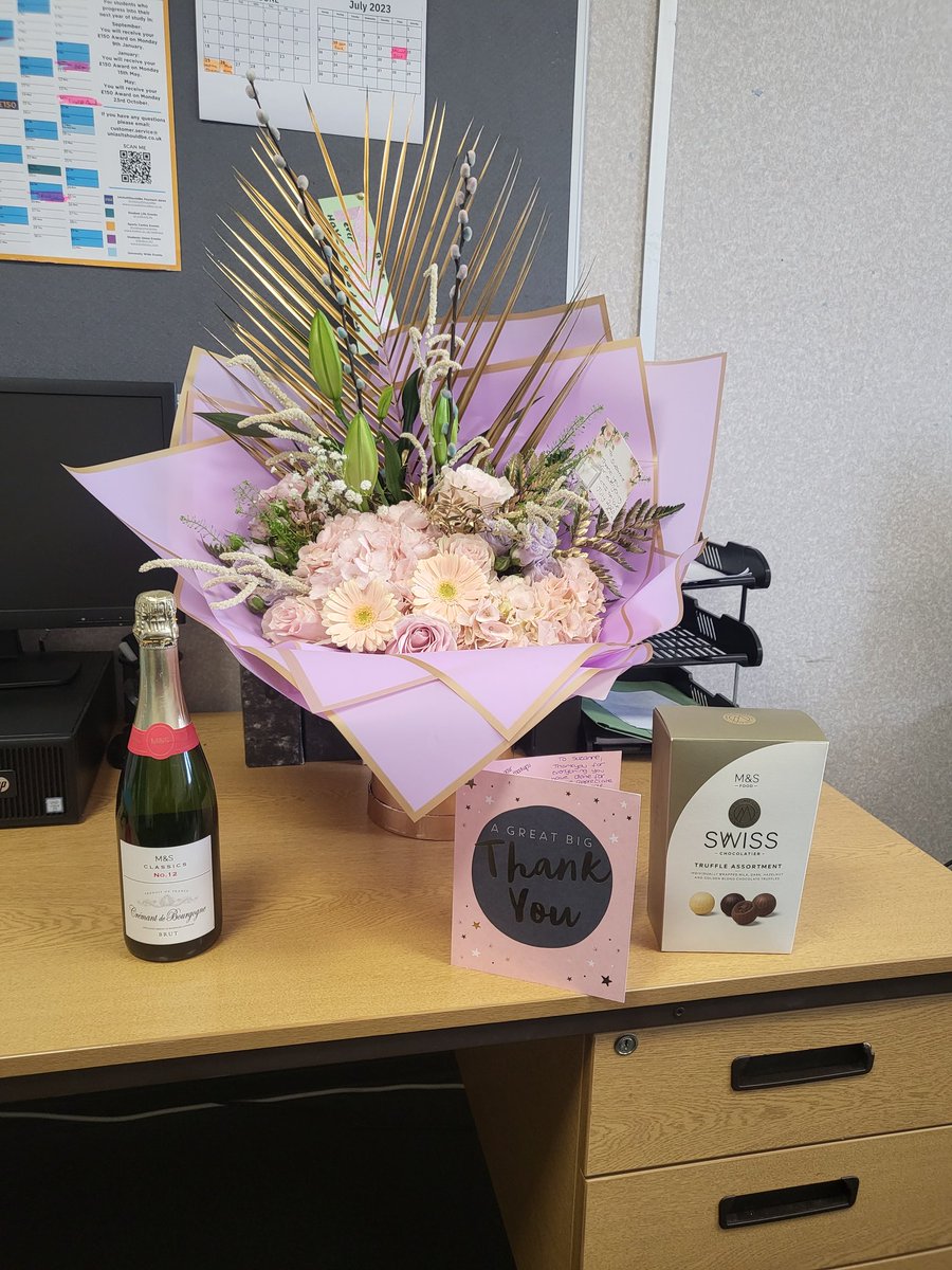So yesterday was the last day in university for my personal tutor group (student nurses) they go out on their last 12 week placement next week so proud of them all. We had a buffet lunch and they got me these amazing flowers &amp; pressies thankyou ❤️