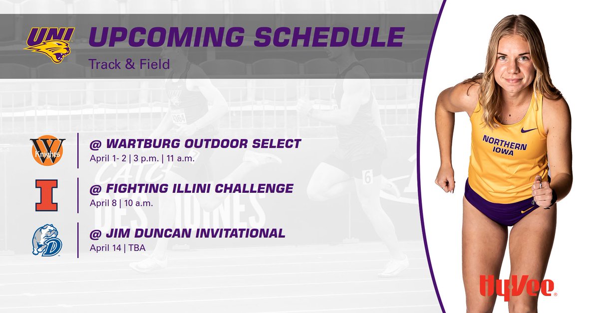 Next up. Outdoor season. 👀  The upcoming schedule from <a href="/HyVee/">Hy-Vee</a> has us at the Wartburg Outdoor Select this weekend!

#EverLoyal