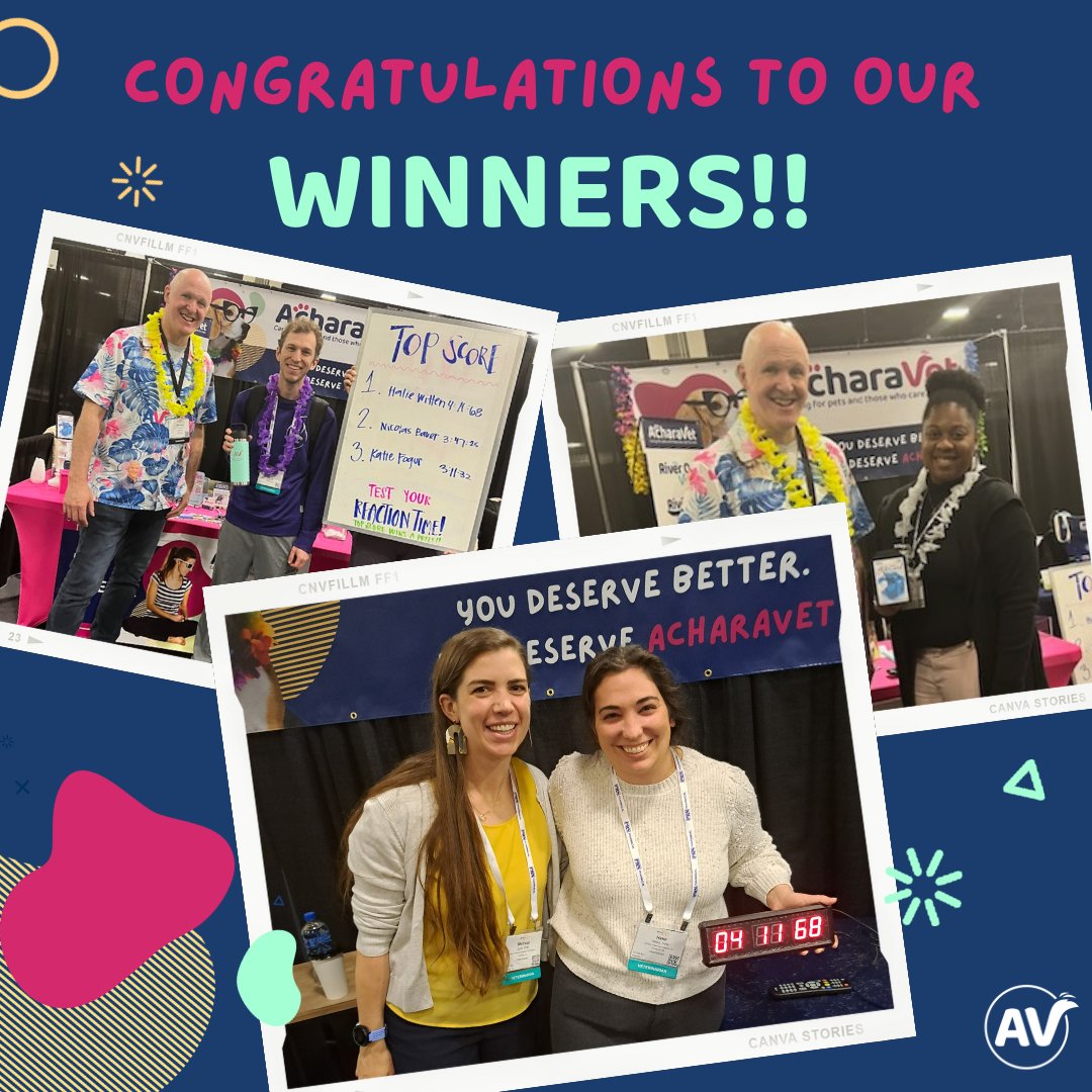 AcharaVet's tweet image. ...and we are BACK from our trip to #fetchdvm360! We had SO MUCH FUN with all of you! Thanks for stopping by, entering to win, and playing our reaction game! We have drawn the names of our winners - check your messages to see if you&apos;ve won!

#AcharaVet #ReturnTheJoy #VetMed